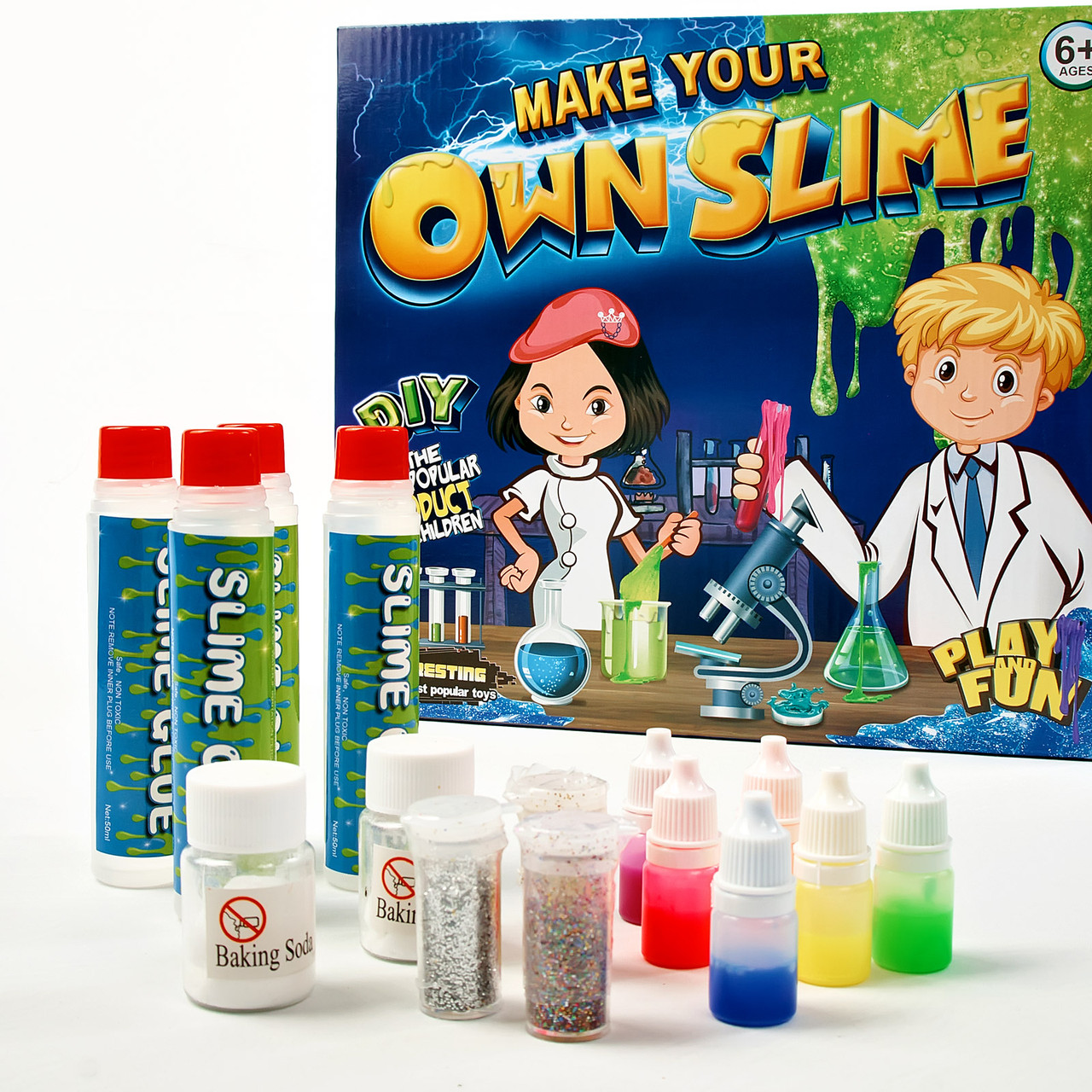 Набор для изготовления слаймов с красителями блестками и бусинами