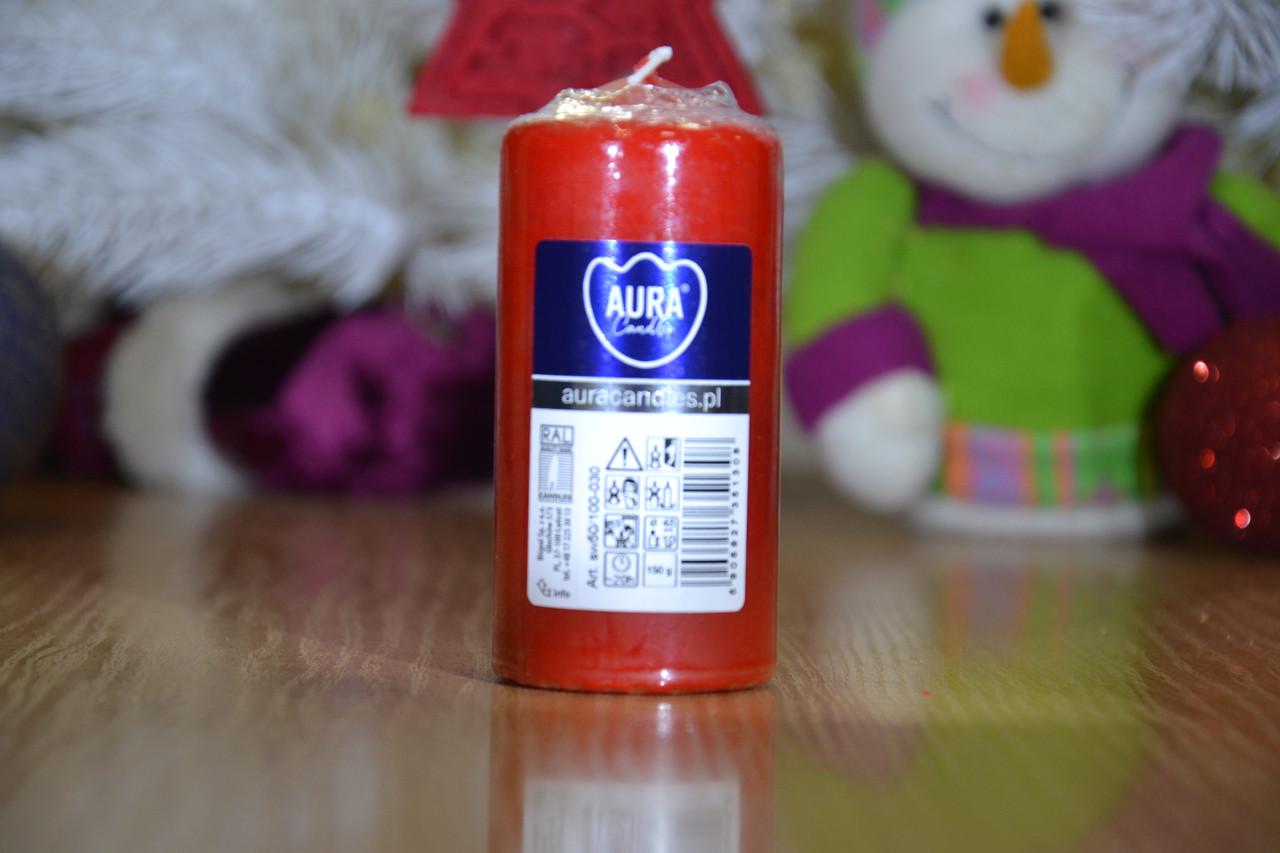 Свеча столовая цилиндр Bispol AURA Candles Красный (sw50_100_030) - фото 6