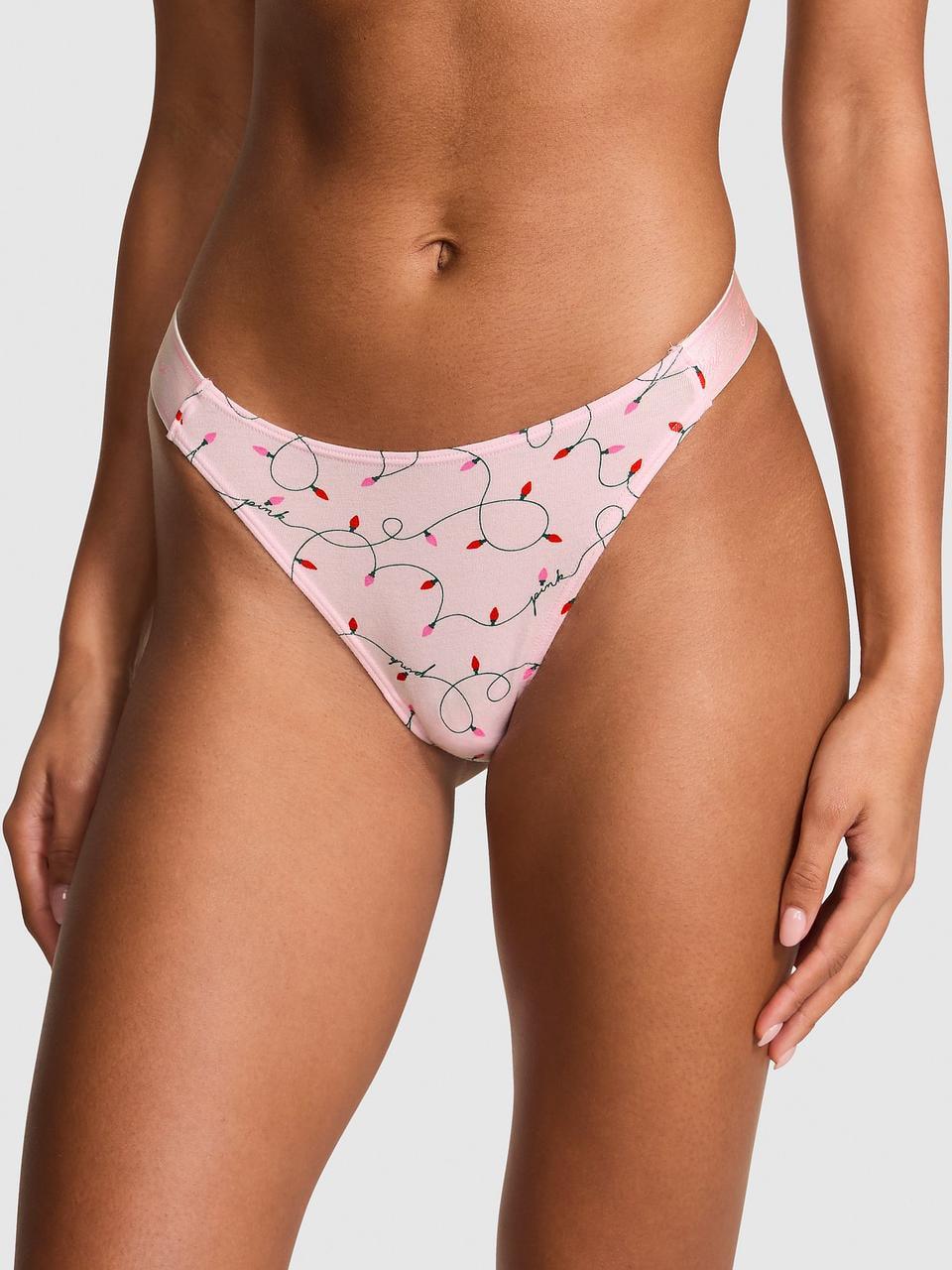 Трусики женские Victoria Secret Logo Cotton Shine High-Leg Thong XL Розовый (2859978494955)