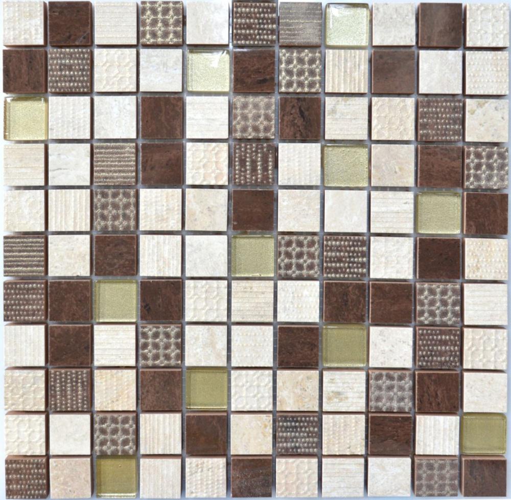 Мозаїка декоративна Kotto Ceramica СМ 3042 С3 300x300x9 мм/25x25 мм Beige/Eboni/Gold