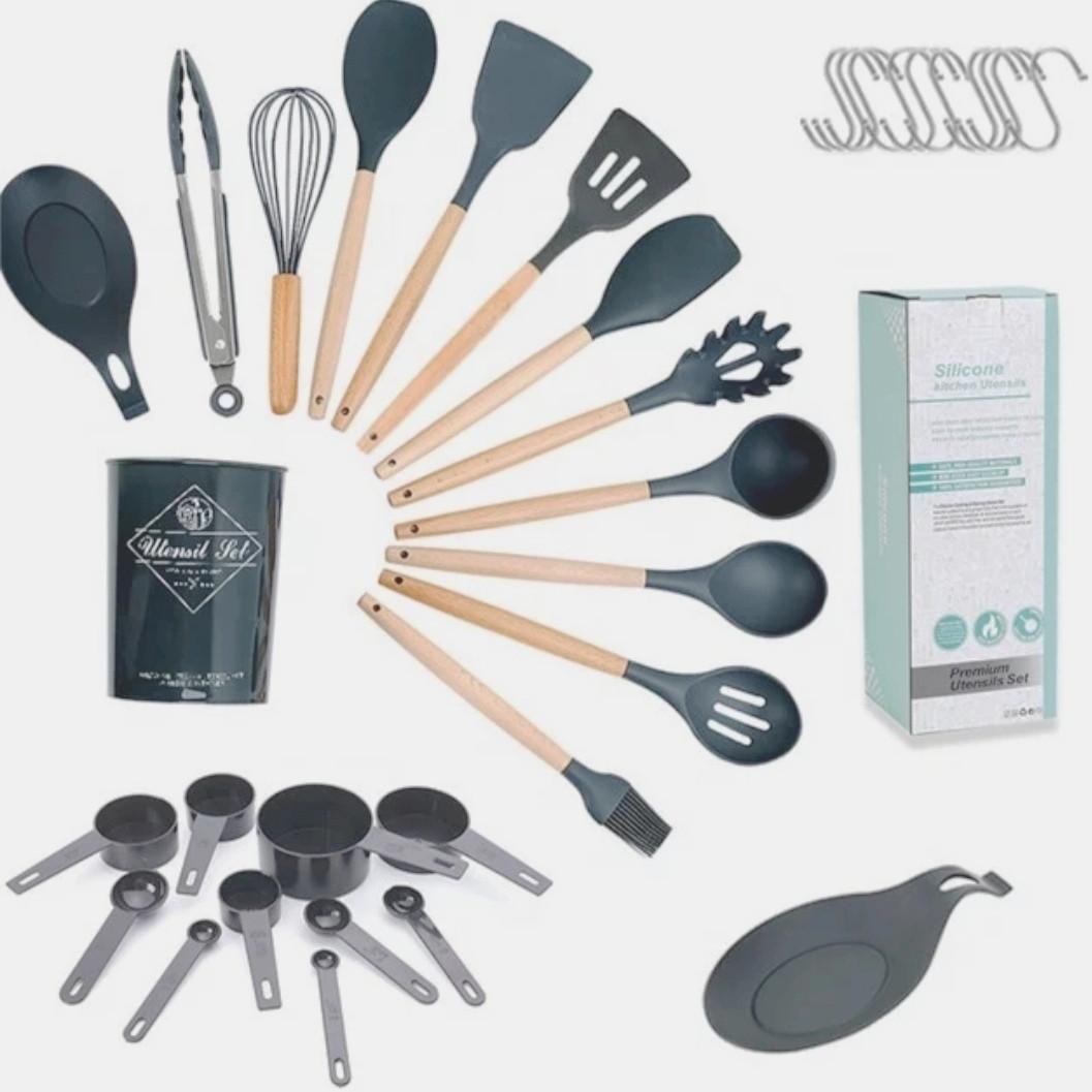 Кухонный набор из 24 пр. Kitchen Art с бамбуковой ручкой Серый - фото 3 Кухонный набор из 24 пр. Kitchen Art с бамбуковой ручкой Серый - фото 3