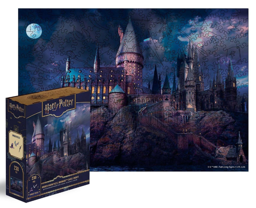 Пазл деревянный фигурный Woods Story Гарри Поттер Серия Замок Хогвартс Ночь