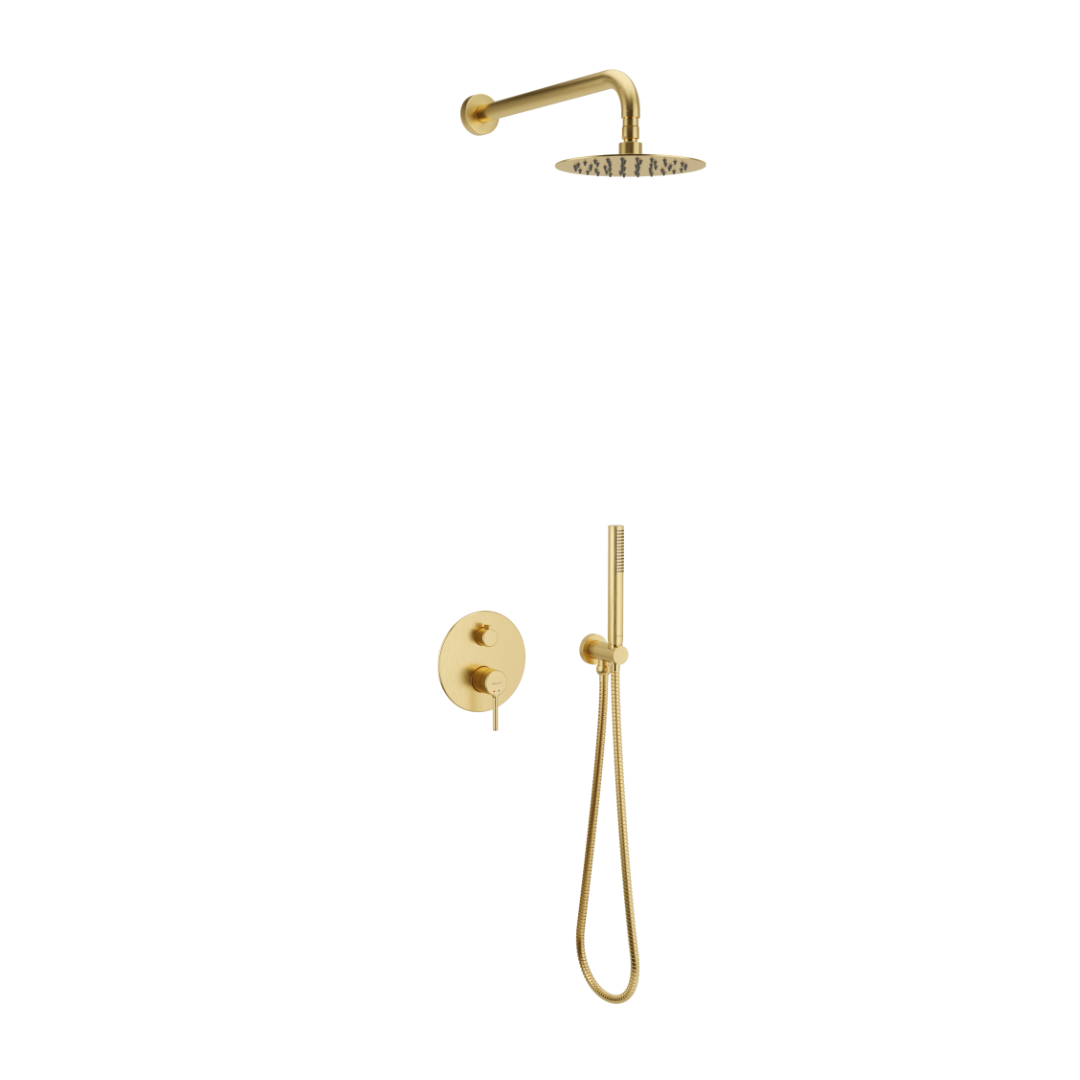 Смеситель скрытого монтажа Excellent PI 3-функциональный с ручным и верхним душем Золотой матовый (AREX.SET.1247GB)