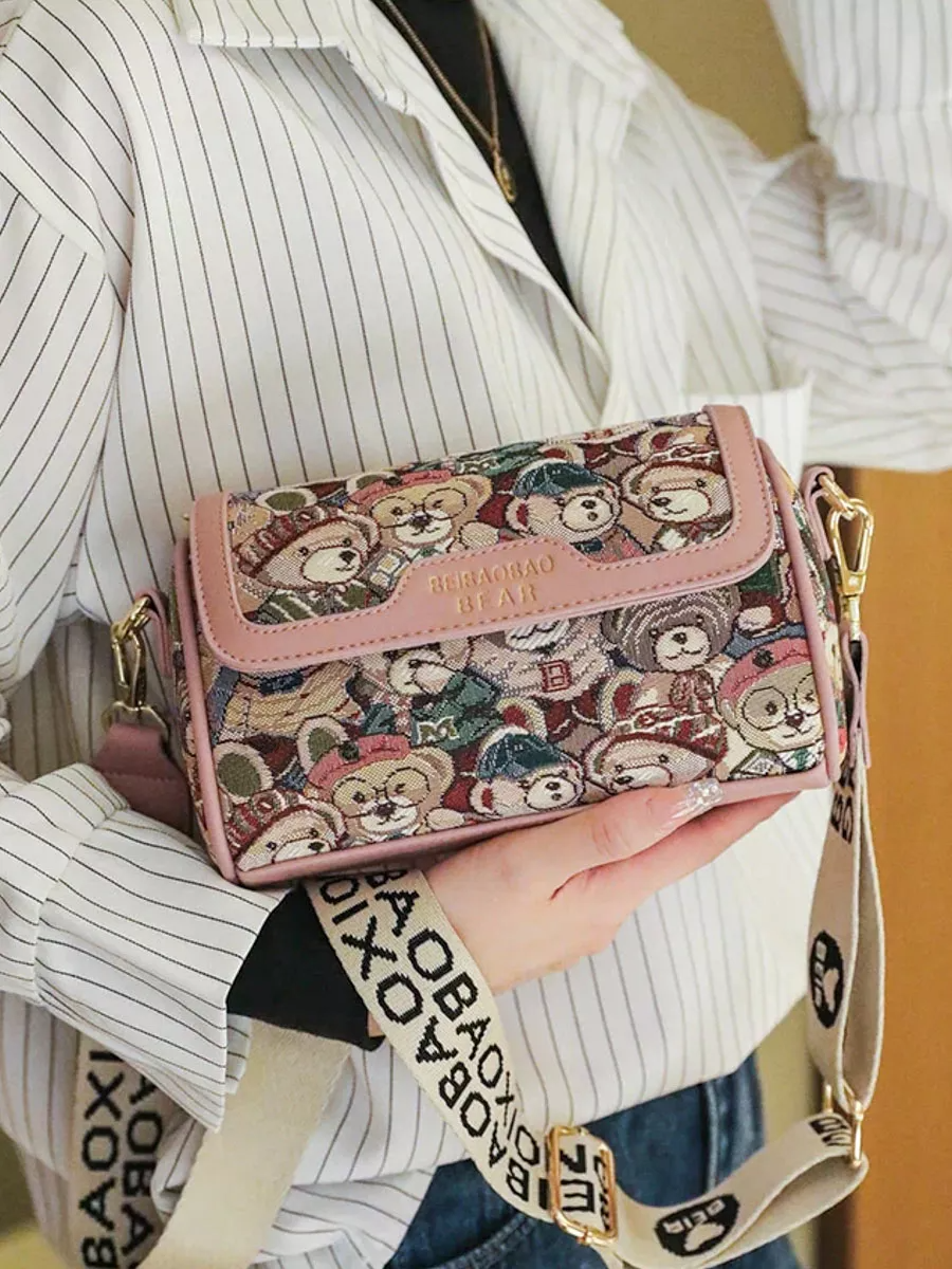 Жіноча сумка невелика через плече з ведмедиками Рожевий - фото 5 Жіноча сумка невелика через плече з ведмедиками Рожевий - фото 5