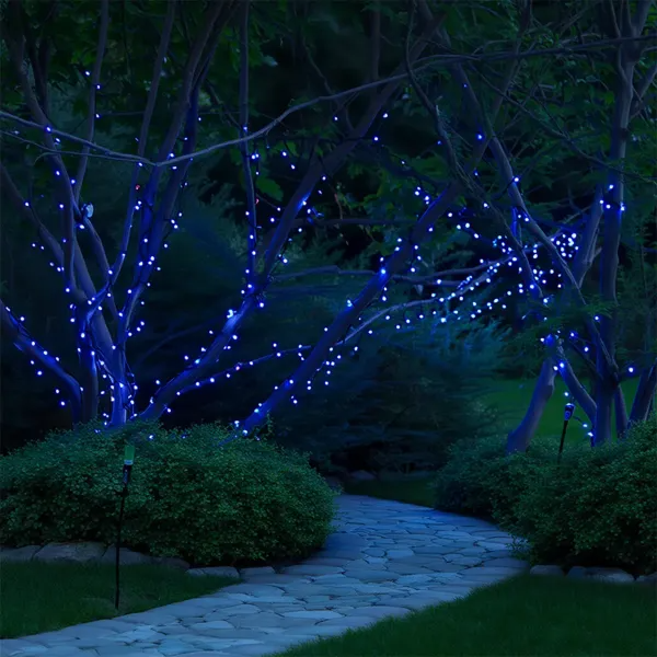 Гірлянда нитка вулична 500 LED 50 м на сонячній батареї чорна нитка з пультом ДУ Синій - фото 4 Гірлянда нитка вулична 500 LED 50 м на сонячній батареї чорна нитка з пультом ДУ Синій - фото 4