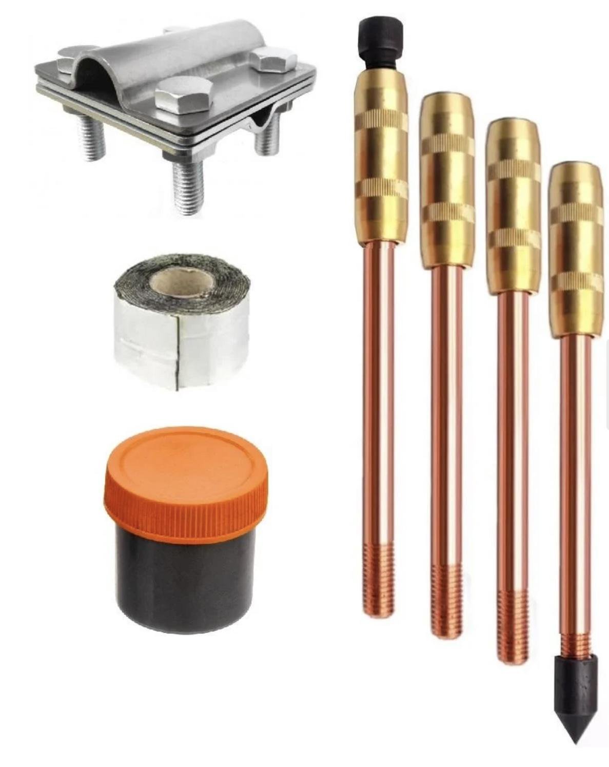 Комплект заземлення обміднений Hrom ⌀ 14,2 мм 6 м зі струмопровідною пастою та антикорозійною стрічкою (77655)