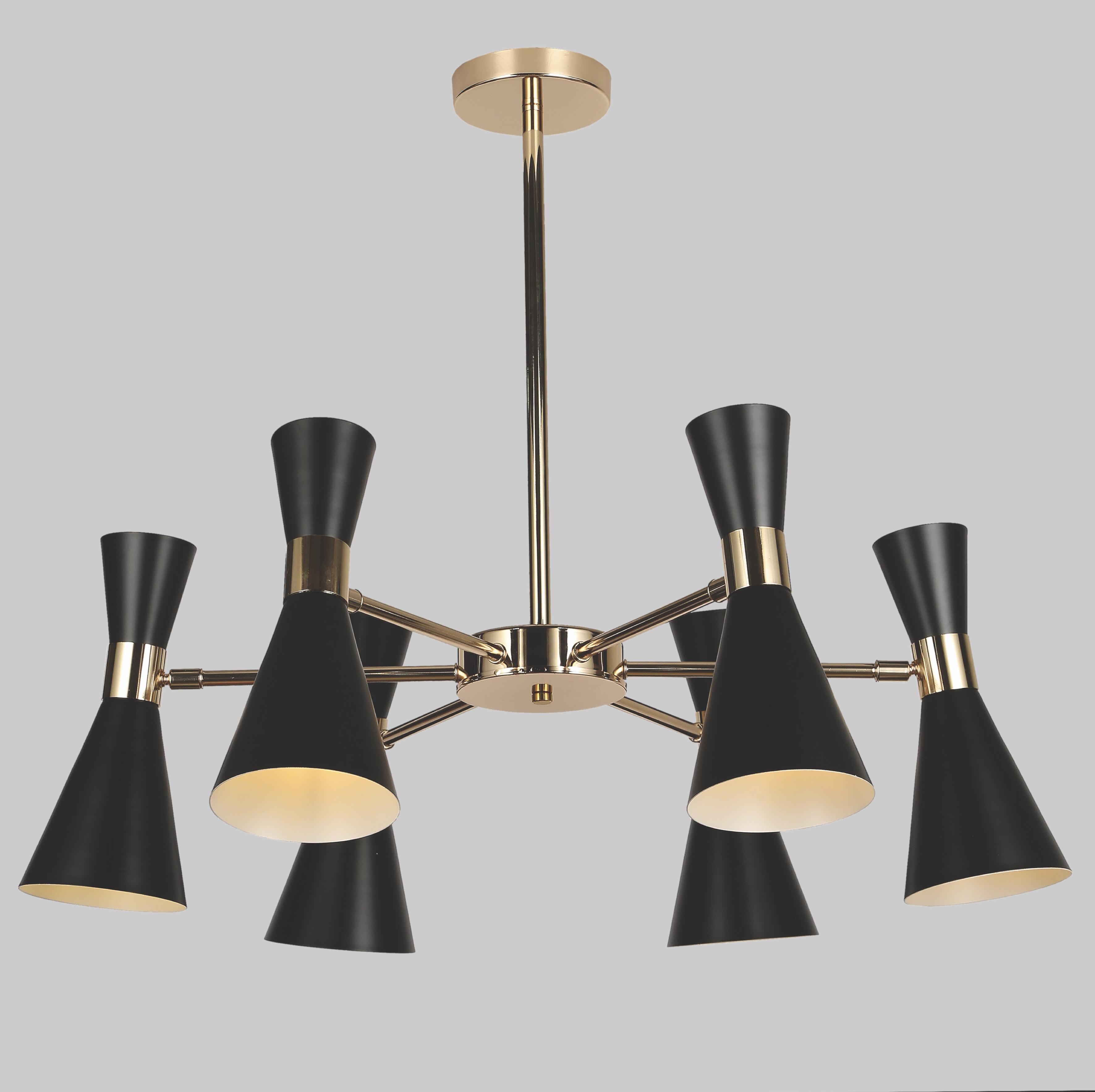 Люстра с элементами мягкого золота на 6 ламп Черный (56-PR5518-6 BK) Люстра с элементами мягкого золота на 6 ламп Черный (56-PR5518-6 BK)