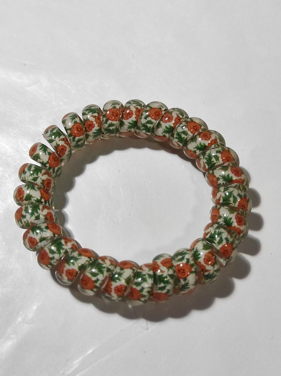 Резинка Спираль толстая с цветочным орнаментом 5,5 см Оранжевый (52-4-1787-О)