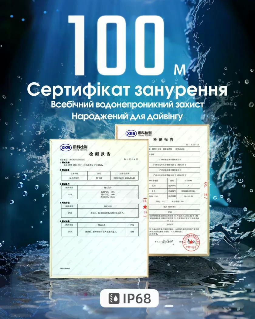 Ліхтар для дайвінгу Nitecore DL30 1100 lm USB-C 788 м (27831950) - фото 4