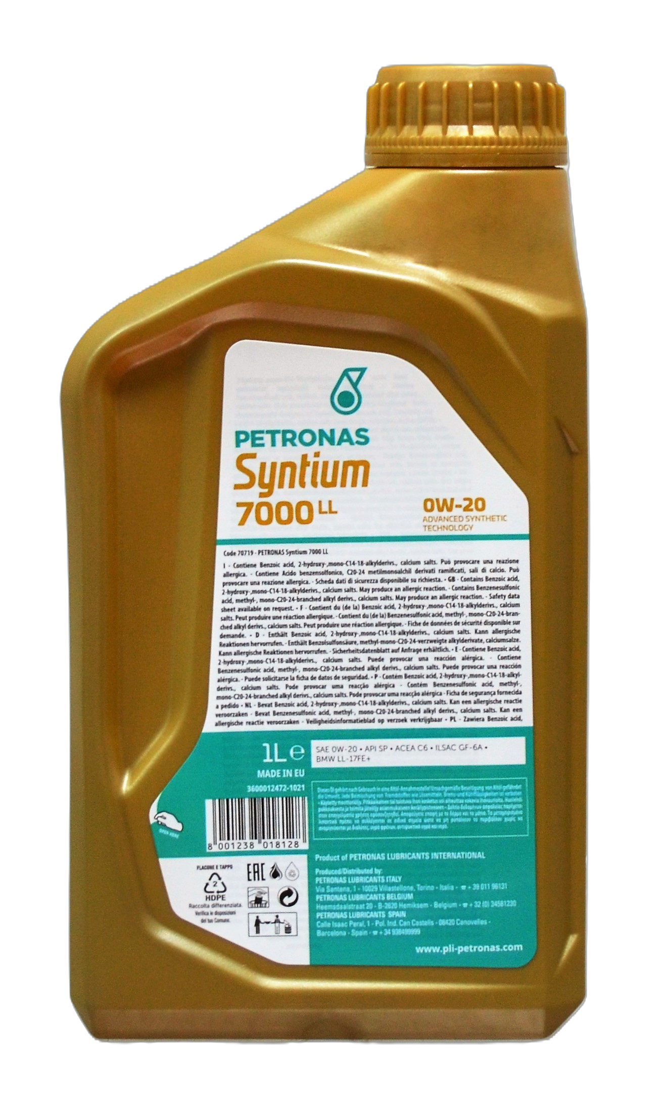 Моторное масло PETRONAS LUBRICANTS Syntium 7000 LL 0W-20 SP 0W20 BMW LL-17 FE+ ILSAC GF-6A ACEA C6 1 л - фото 3