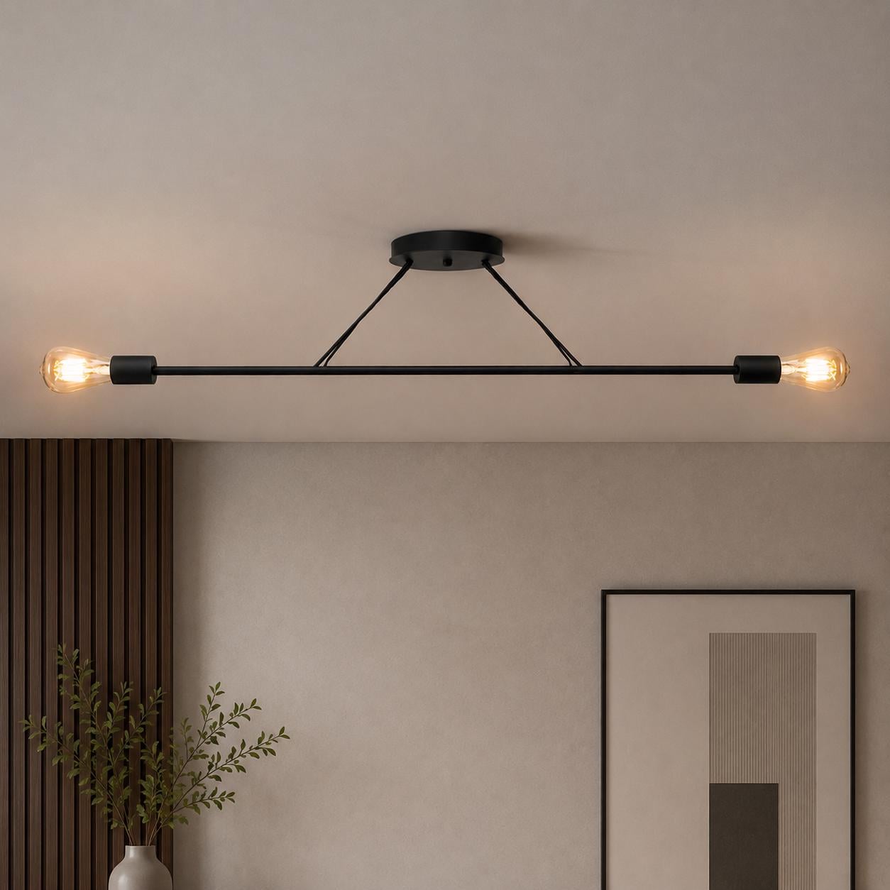 Люстра MSK ELECTRIC Asket с металлическим каркасом на две лампы Е27 Черный (NL 10320-2 BK)