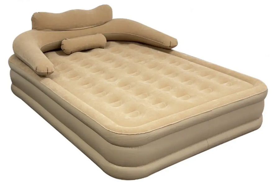 Надувний матрац двомісний 205х182х75 см Бежевий (M17313)