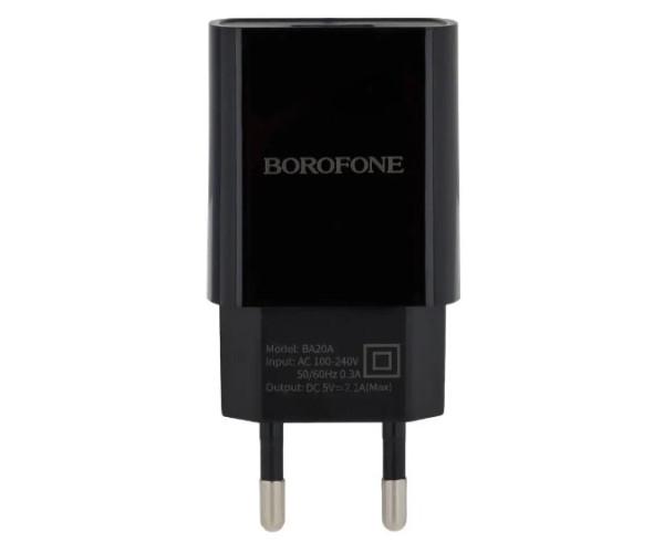 Устройство сетевое зарядное для Borofone BA20A Sharp 2,1 A без кабеля Black - фото 3