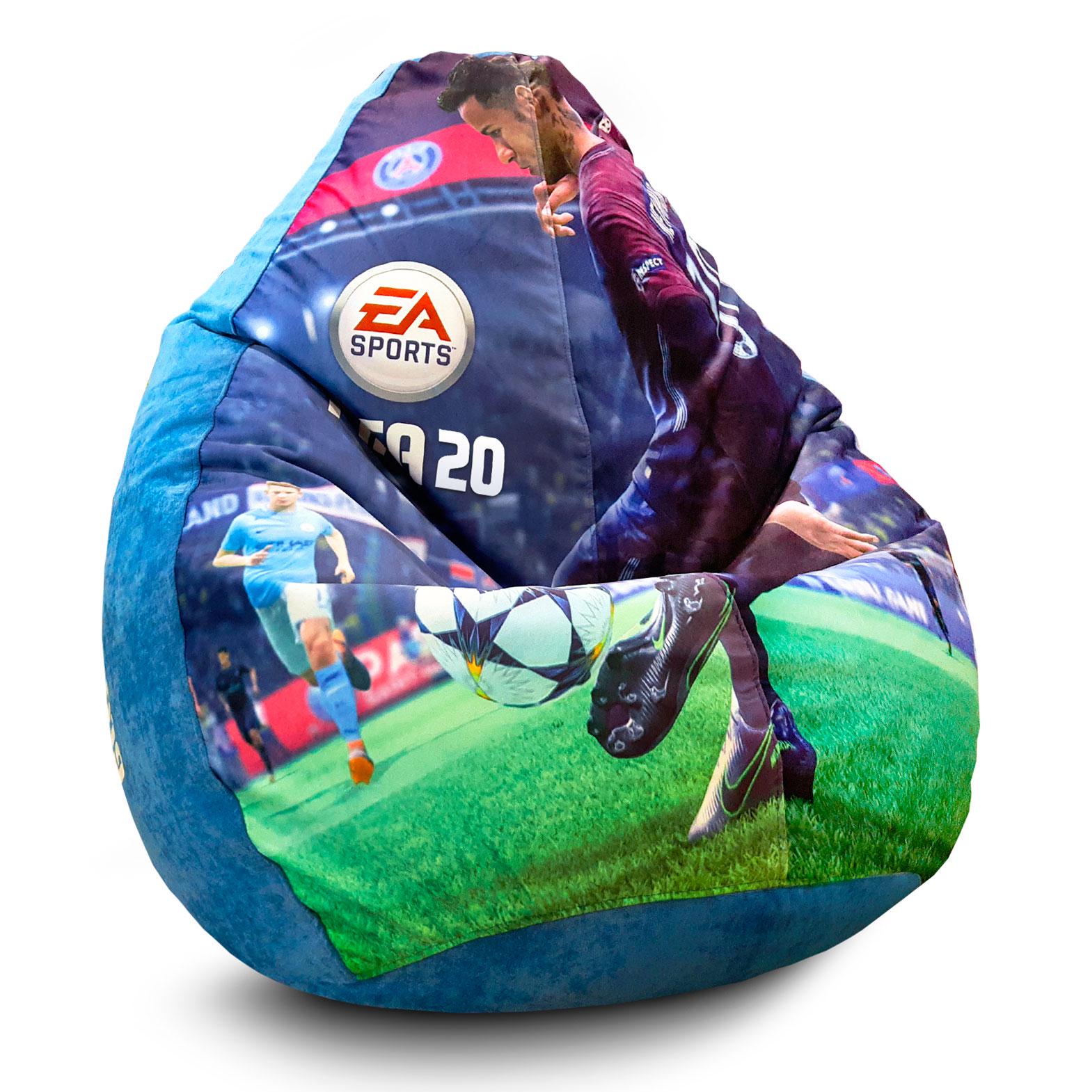 Кресло мешок iPuff FIFA 2019 Флок XXXL 100х135 см Синий