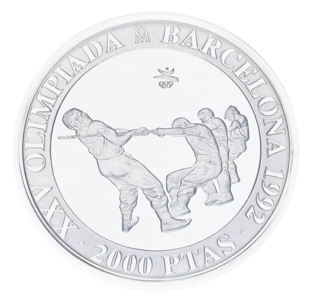 Коллекционная монета Испания 2000 песет 1992 года Серебро Proof XXV летние Олимпийские игры в Барселоне 1992-Перетягивание каната (М23318)