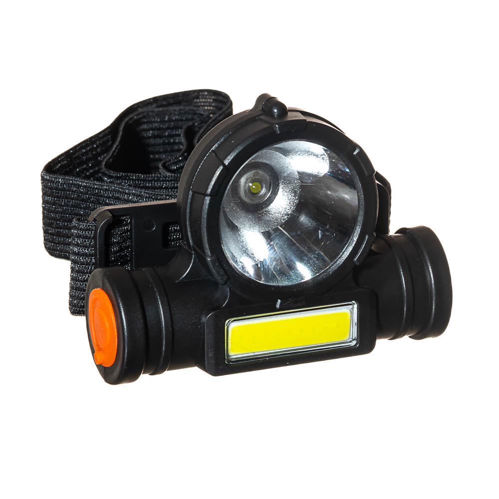 Ліхтарик налобний з USB LED/COB пластик
