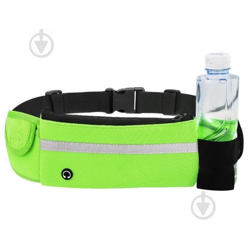 Сумка для бега на пояс RunningBag с карманом на бутылку Green (HbP0506202)
