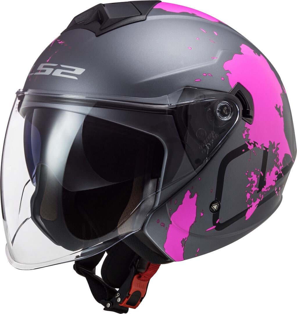 Мотошлем LS2 OF573 Twister 2 XOVER XS Titanium/Purple (13870)