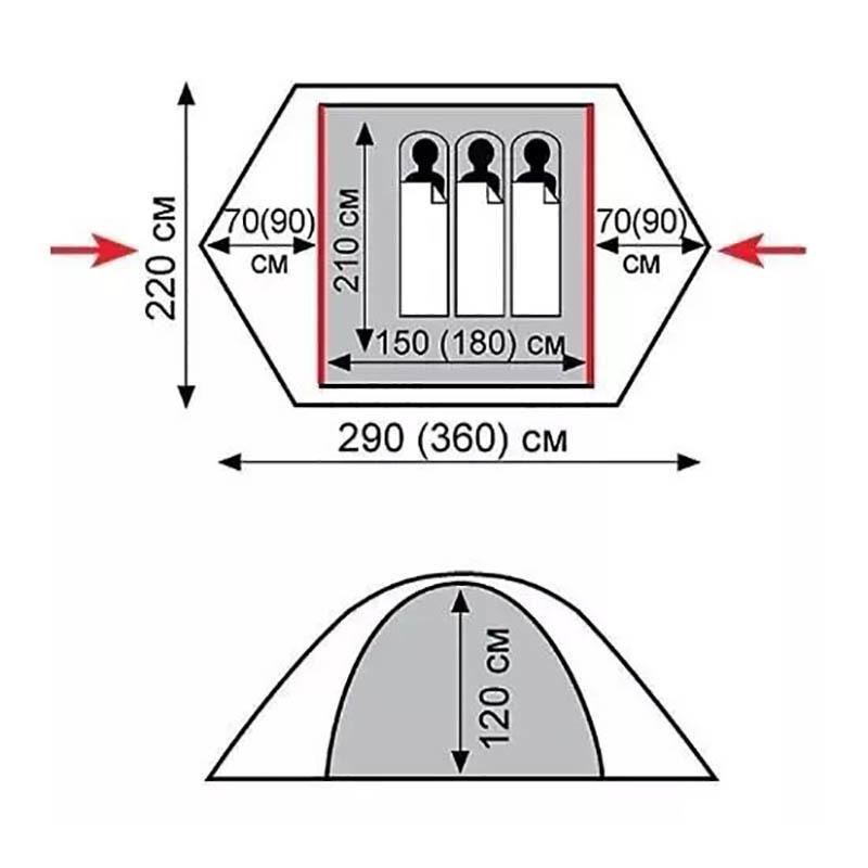 Палатка трехместная Tramp Peak 3 v2 Green (UTRT-026-green) - фото 12