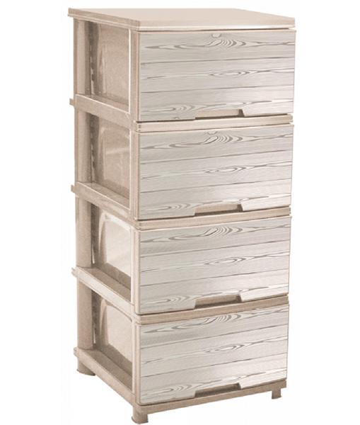 Комод пластиковый 4 ящика 90,5х46,5х39,5 Дерево Кремовый (472764-Prob)