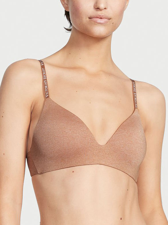 Бюстгальтер безкаркасний Victoria's Secret Lightly-Lined Wireless Bra 85C 38C Бежевий