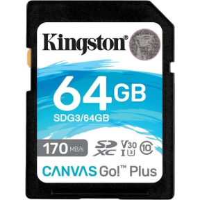 Модуль флэш-памяти Kingston Canvas Go Plus SDXC 170R C10 UHS-I U3 V30 64 Гб (30487025)