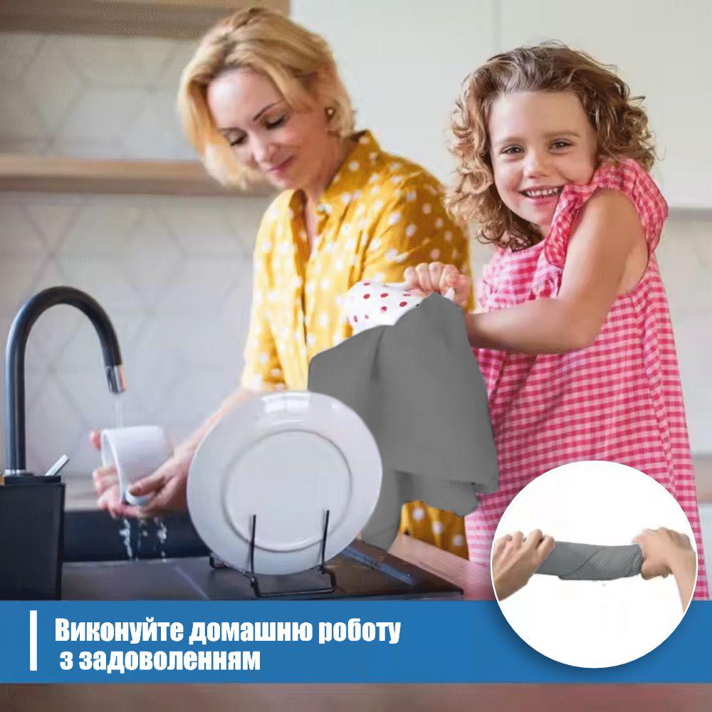 Набір кухонні вафельні рушники Aquarius мікрофібра 40х60 см 4 шт. Сірий - фото 7