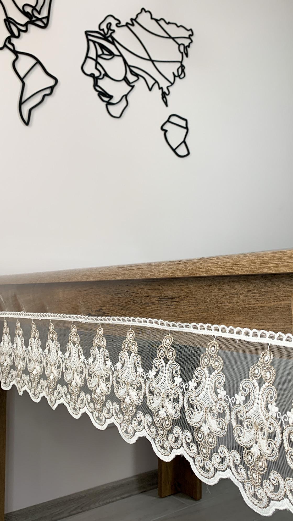 Скатертина силіконова Петек з мереживом 120x120 см Біло-кавовий (412-6)