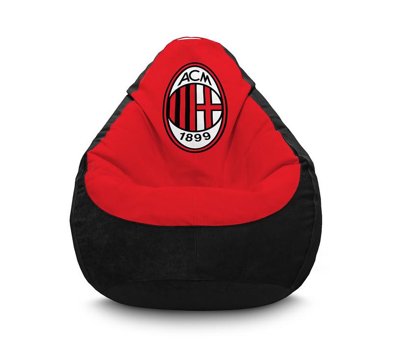 Кресло мешок iPuff Football Milan FC Флок XXL 90х125 см Черный
