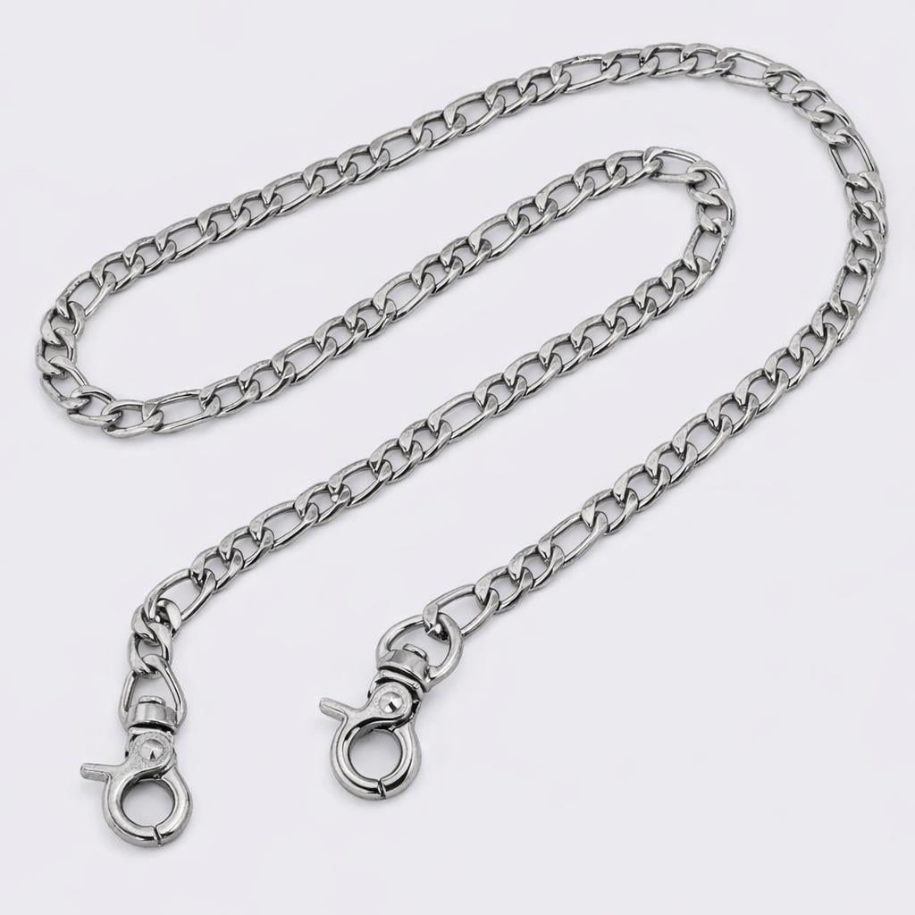 Цепочка для сумки для макраме металлическая 120 см с карабинами Серебряная (3024831270)