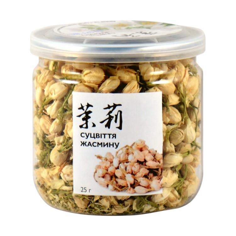 Чай квітково-трав'яний Жасмин бутони органічний в банці 25 г (OS-JA-B25)