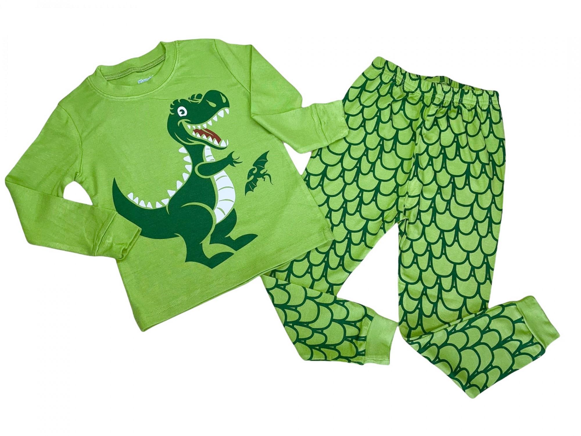Пижама для мальчика динозаврик 92 см Зеленый (24175734)