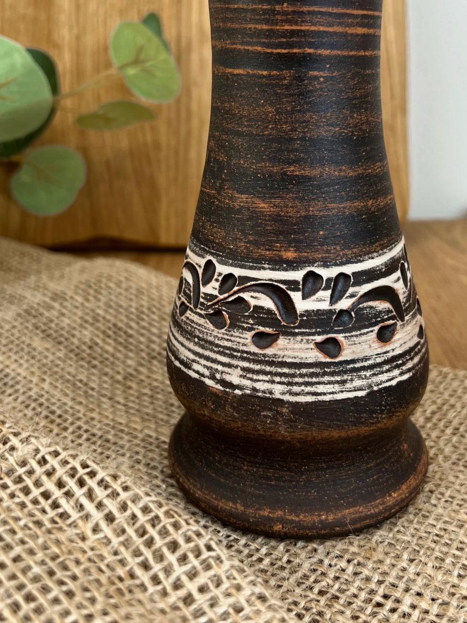 Подсвечник керамический глиняный резной ангоб (3001-1) - фото 3