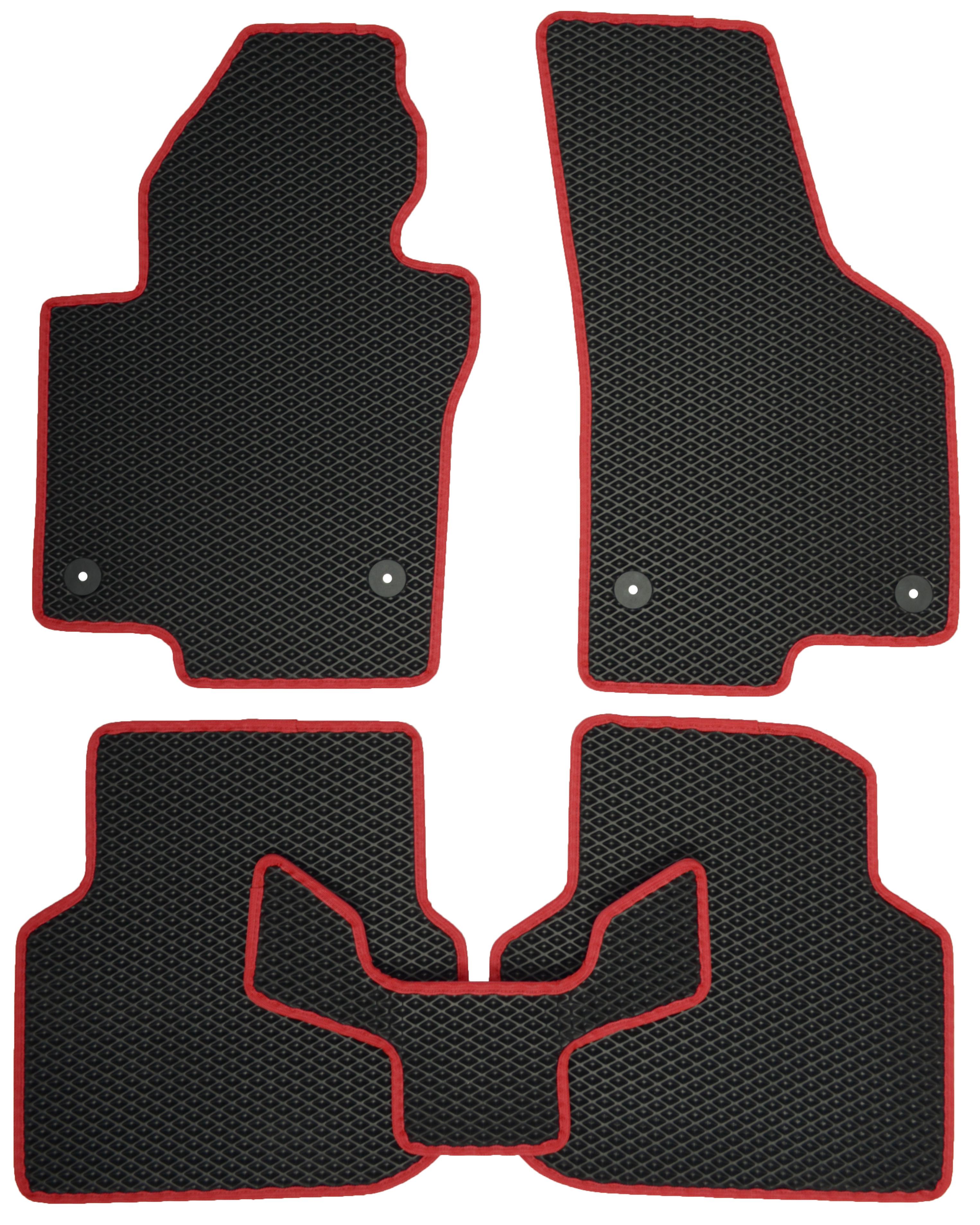 Коврики в салон для Volkswagen Jetta VI '10- EVA-полимерные с красной тесьмой Черный (161366)