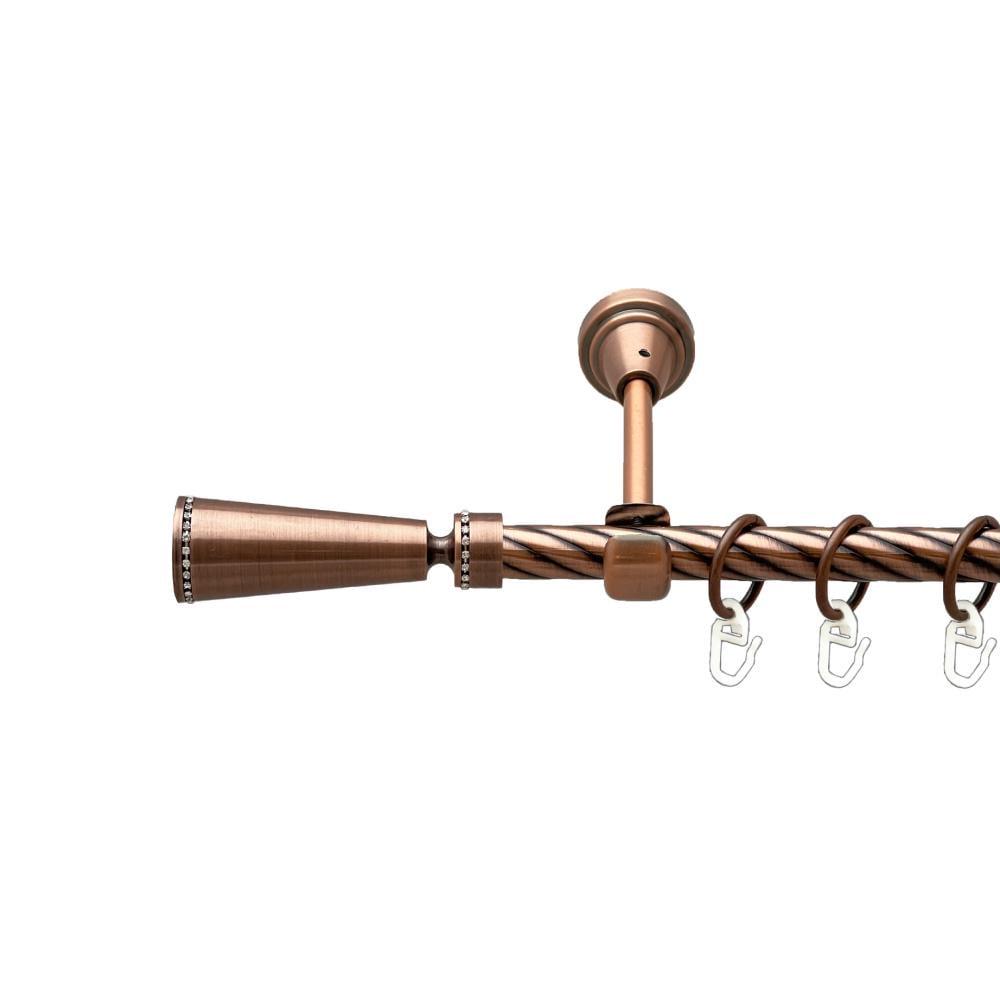 Карниз металлический Orvit Меркурия однорядный открытый/скрученная труба/кольцо металлическое Медь 16 мм 160 см (00-00025188)