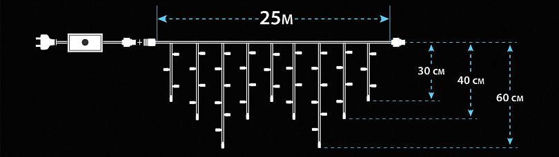 Гірлянда вулична Бахрома 850 LED 25х0,6х0,4х0,3 м Білий B.02.6W.850.F+) - фото 4