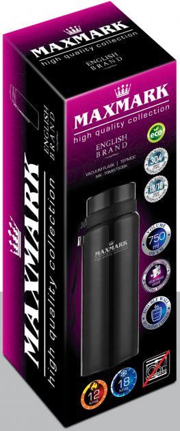 Термос Maxmark MK-TRM8750BK нержавіюча сталь 750 мл Чорний - фото 2 Термос Maxmark MK-TRM8750BK нержавіюча сталь 750 мл Чорний - фото 2