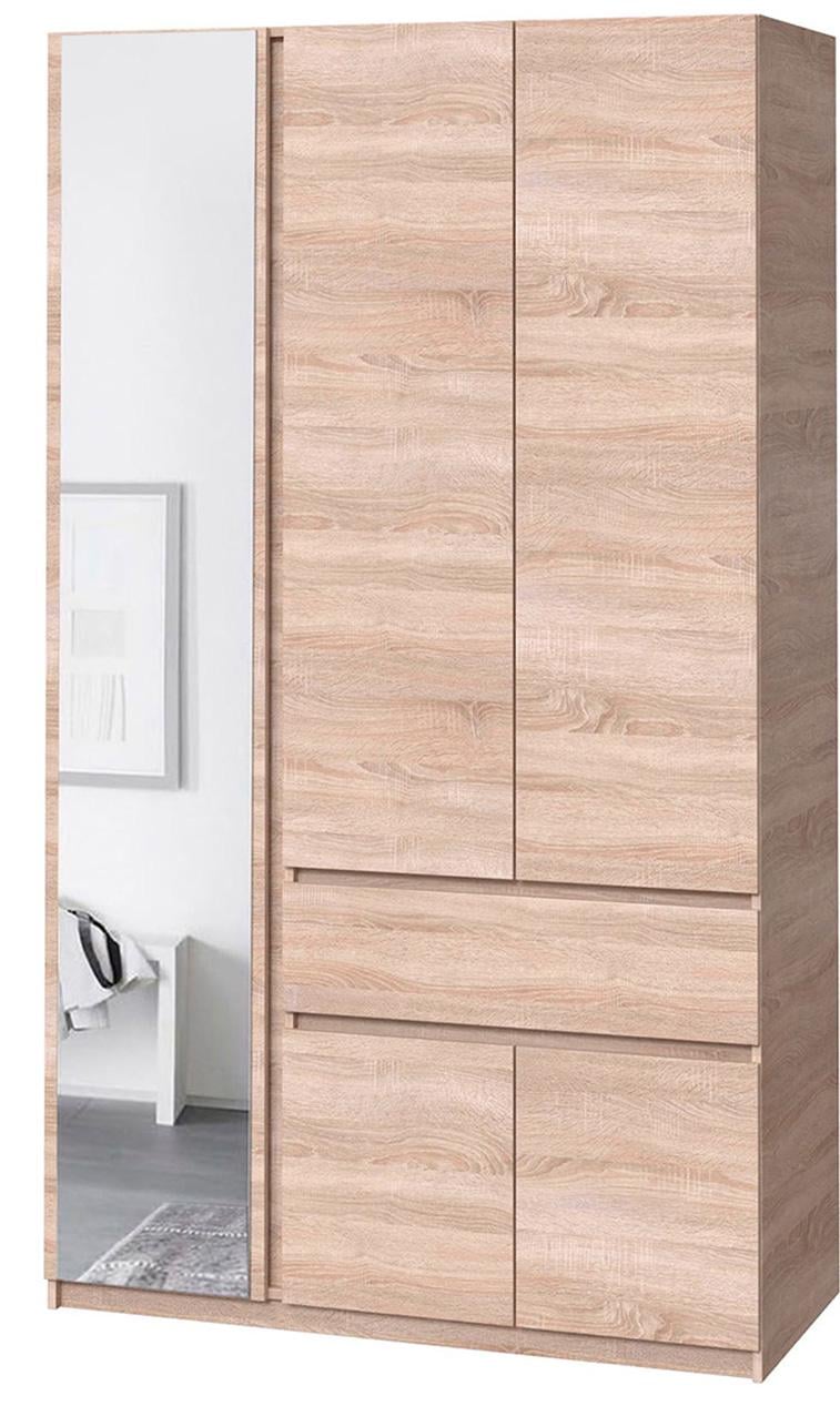 Шкаф для одежды без ручек с полками и ящиком из ЛДСП 1221х2000х520 мм Дуб сонома (20489) - фото 1