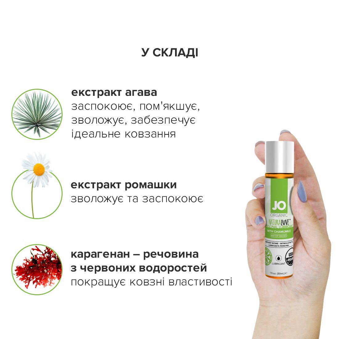 Лубрикант на водній основі System JO NATURALOVE ORGANIC з екстрактом листя агави і ромашки 30 мл (SO1489) - фото 5