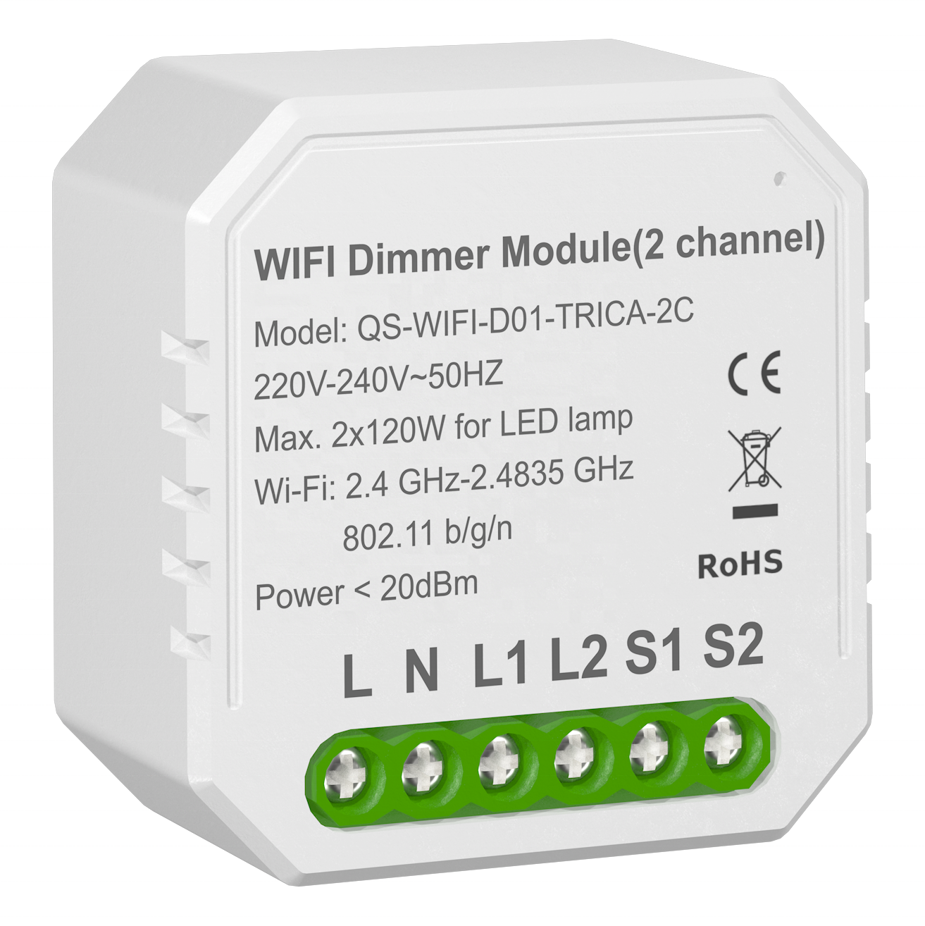 Умный выключатель-регулятор Tervix Pro Line WiFi Dimmer 2 клавиши (436421) - фото 1