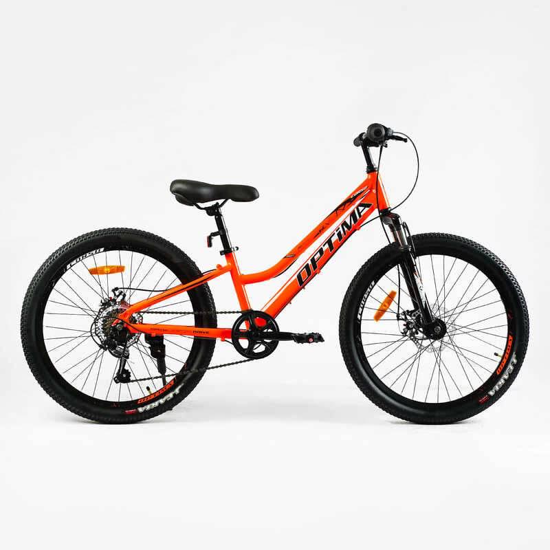 Велосипед спортивний Corso OPTIMA 24" 7 швидкостей алюмінієва рама 11" перемикачі Shimano Orange (138369)