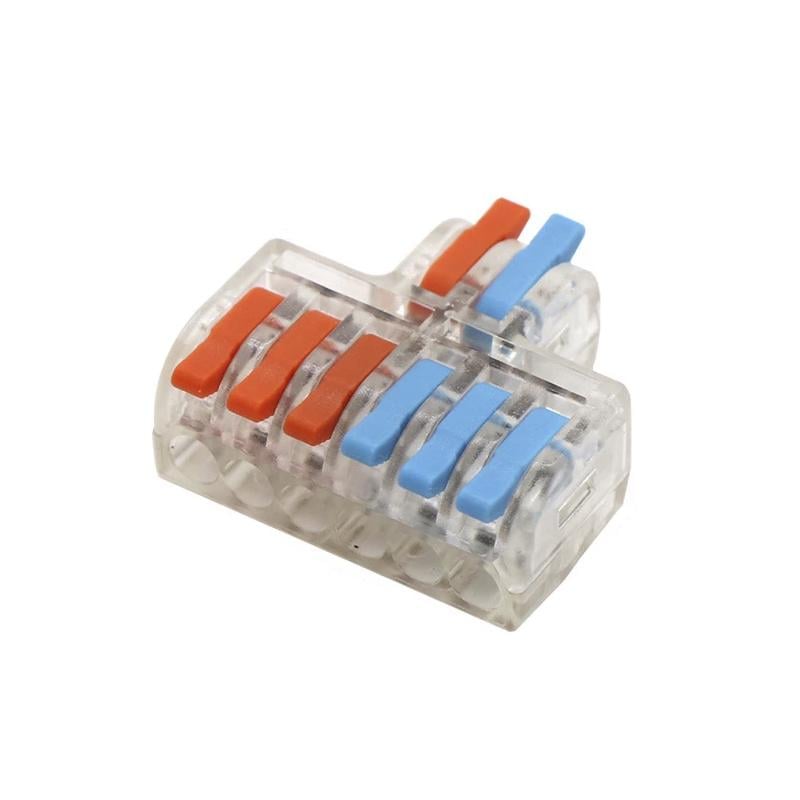 Клемма разветвляющая Tactix 0,08-4 мм2 32А 1-3+1-3 одинарная 29,7х33,3х13 мм крепеж 3,1 мм Разноцветный (DF-62T)