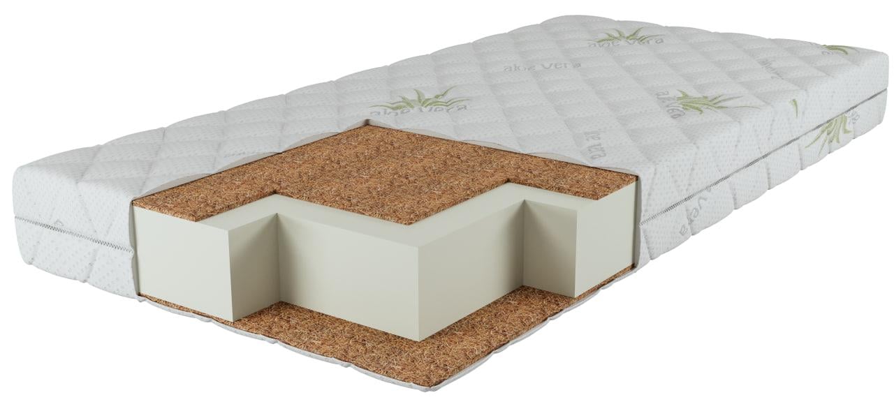 Матрас детский в кроватку Aloe Vera экологичный и безопасный беспружинный с двойным кокосовым матом 120х60х12 см (10503376)