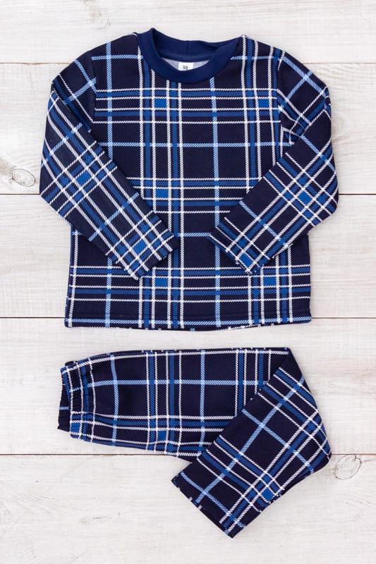 Піжама тепла для хлопчика кофта та штани на манжетах з принтом Носи Своє 116 см Темно-синій (6076-024-4)