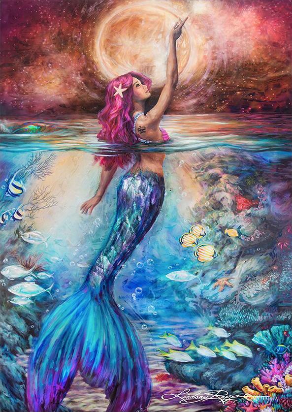 Алмазная мозаика Emerald Craft Русалка и луна 30x40 см (23690)