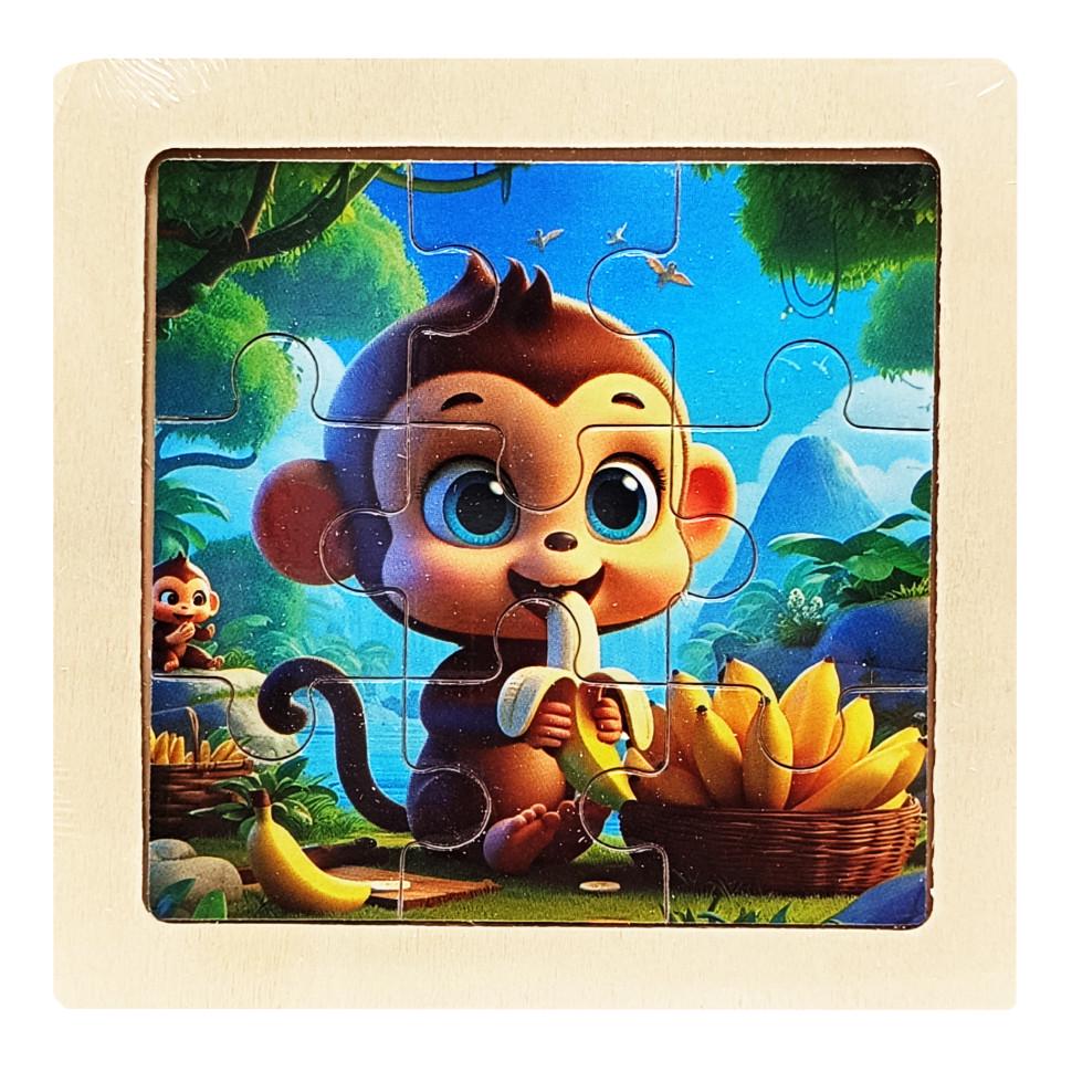 Пазл-вкладиш дерев'яний дитячий Шимпанзе MD 1506-25 9 ел. (RLT52738)