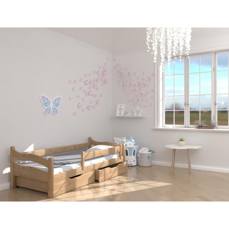 Кровать односпальная в детскую Luna mebli Злата с бортиком/ящиками 80х160 см Бук (43602)