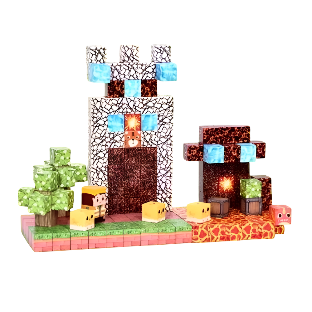 Конструктор детский магнитный майнкрафт Портал из камня в лесу большойНабор магнитных кубиков minecraft 128 кубиков