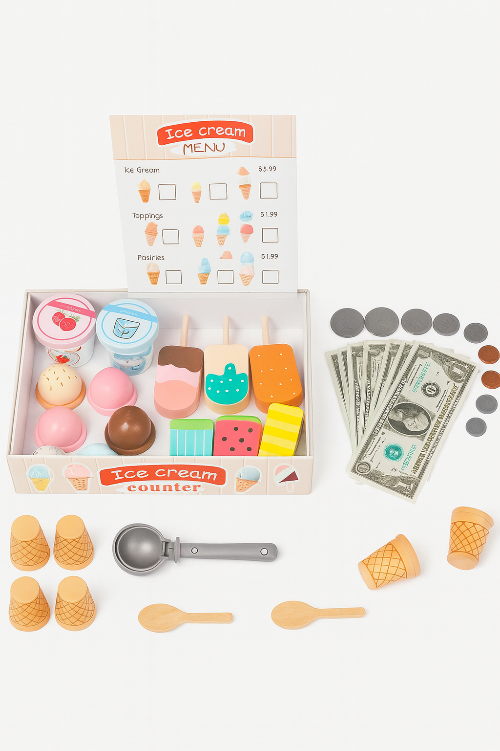 Дитячий ігровий набір Ice Cream Counter Морозиво дерев'яний (132) - фото 7 Дитячий ігровий набір Ice Cream Counter Морозиво дерев'яний (132) - фото 7