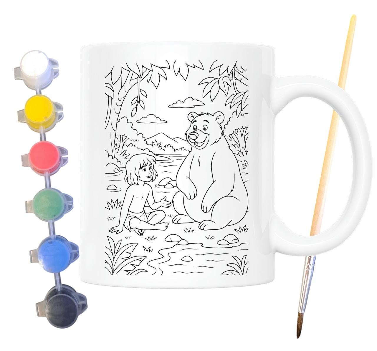 Набор для творчества кружка раскраска Маугли по мотивам Книги джунглей Редьярда Киплинга 330 мл Белый (КР0183)